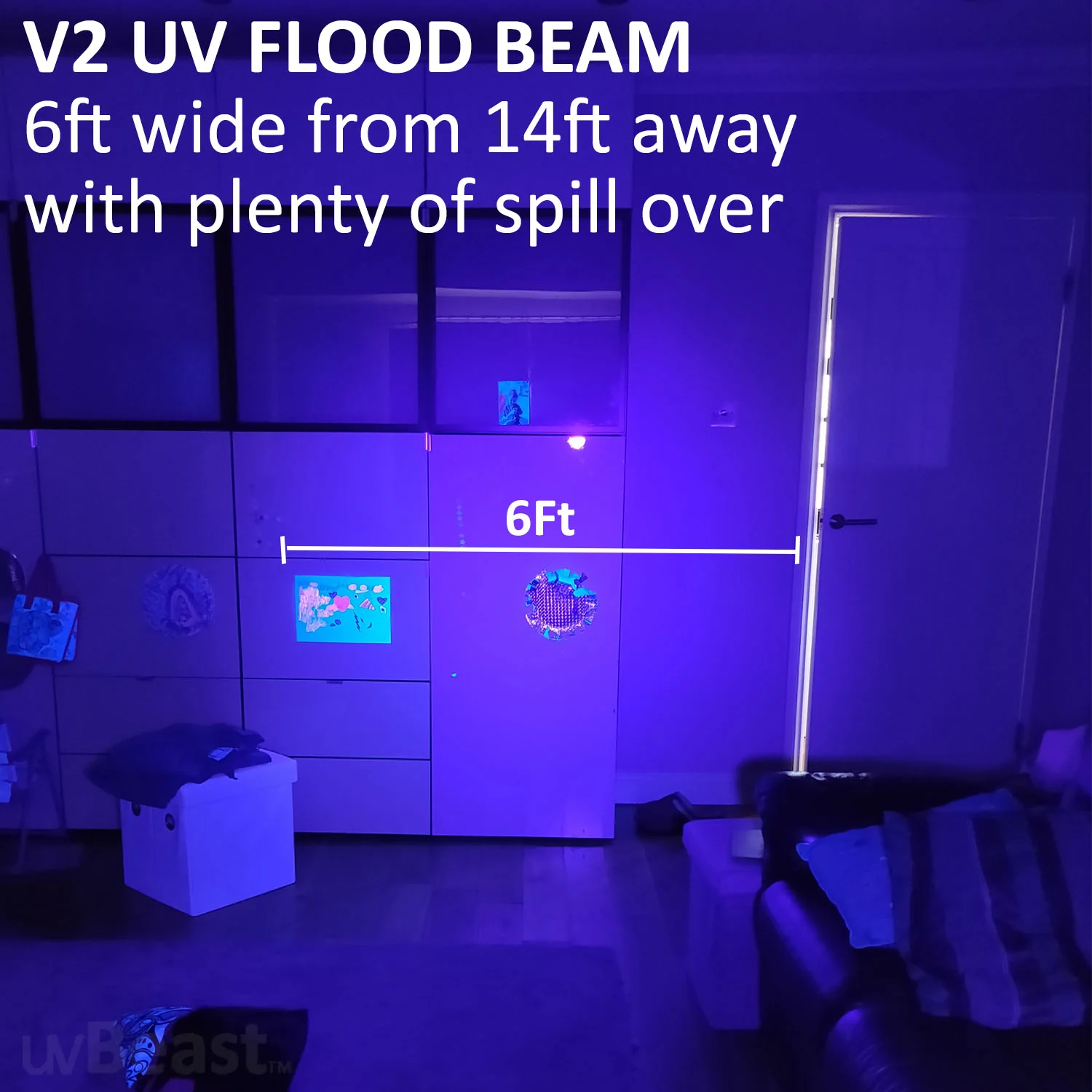 uvBeast Black Light UV Flashlight V2 (VERSION 2) Flood Effect - Image 7